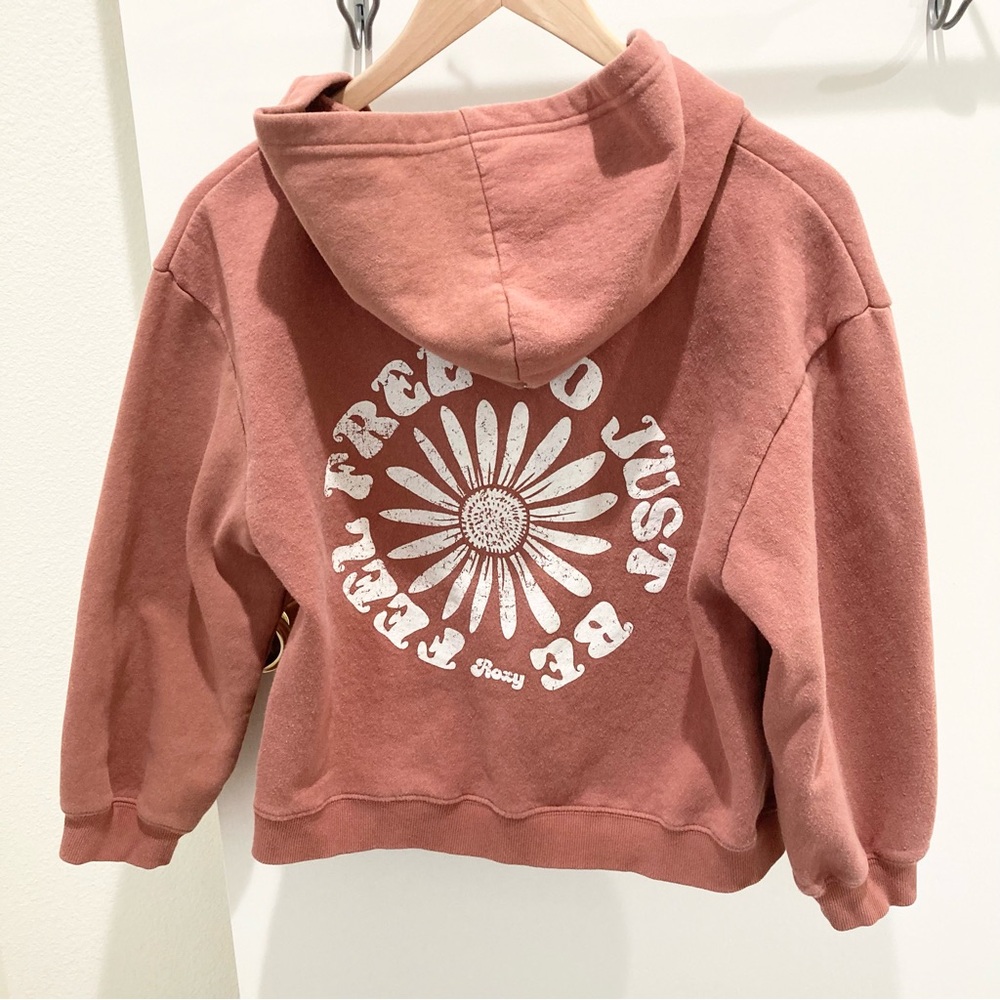 Roxy hoodie girls large rust pink beachy zip sweatshirt terracotta Autumn